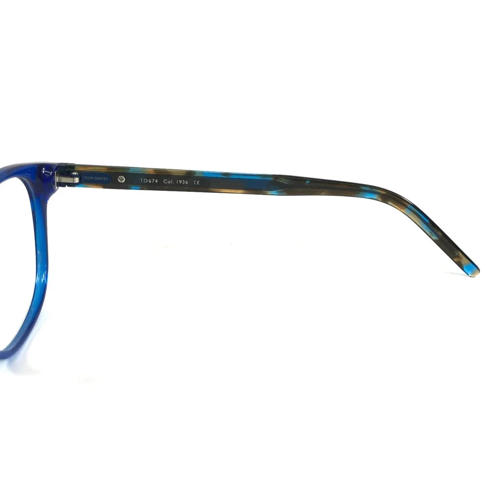 Tom Davies Eyeglasses Frames TD674 Col. 1936 Dusty Blue Brown Tortoise 50-18-140